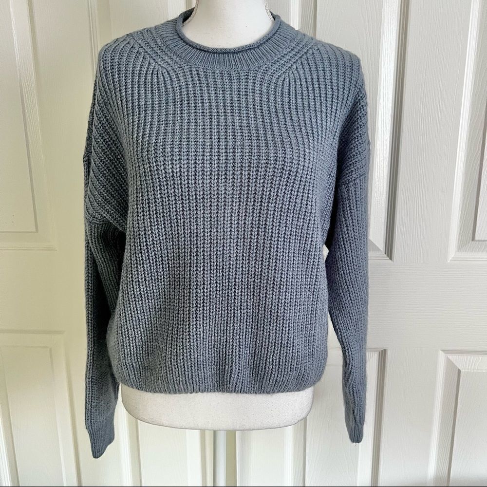 NEW BDG Urban Outfitters Fisherman Knit Sweater Blue Large - Picture 3 of 11
